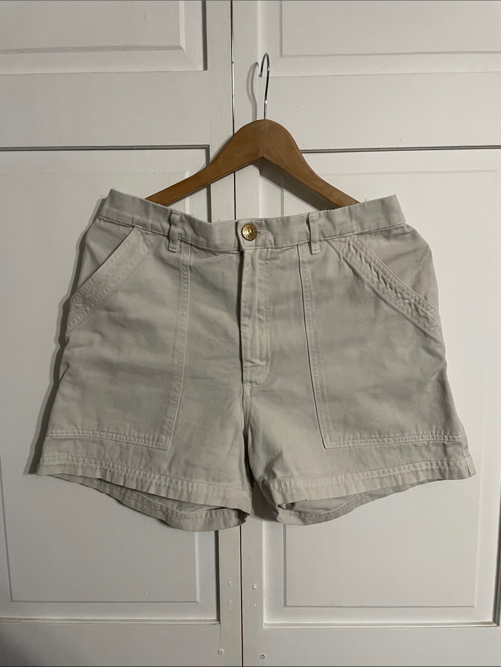 Big Bud Press High Waist Work Pants Shorts - Cream - Medium